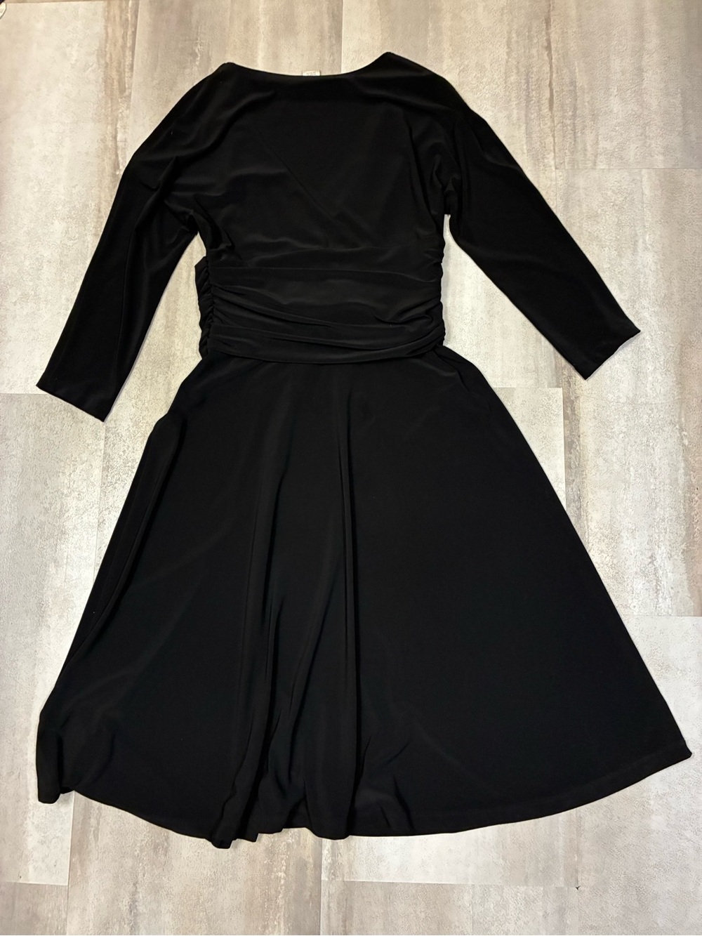 Evan Picone Black Long-Sleeve V-Neck Wrap Dress - Picture 3 of 8
